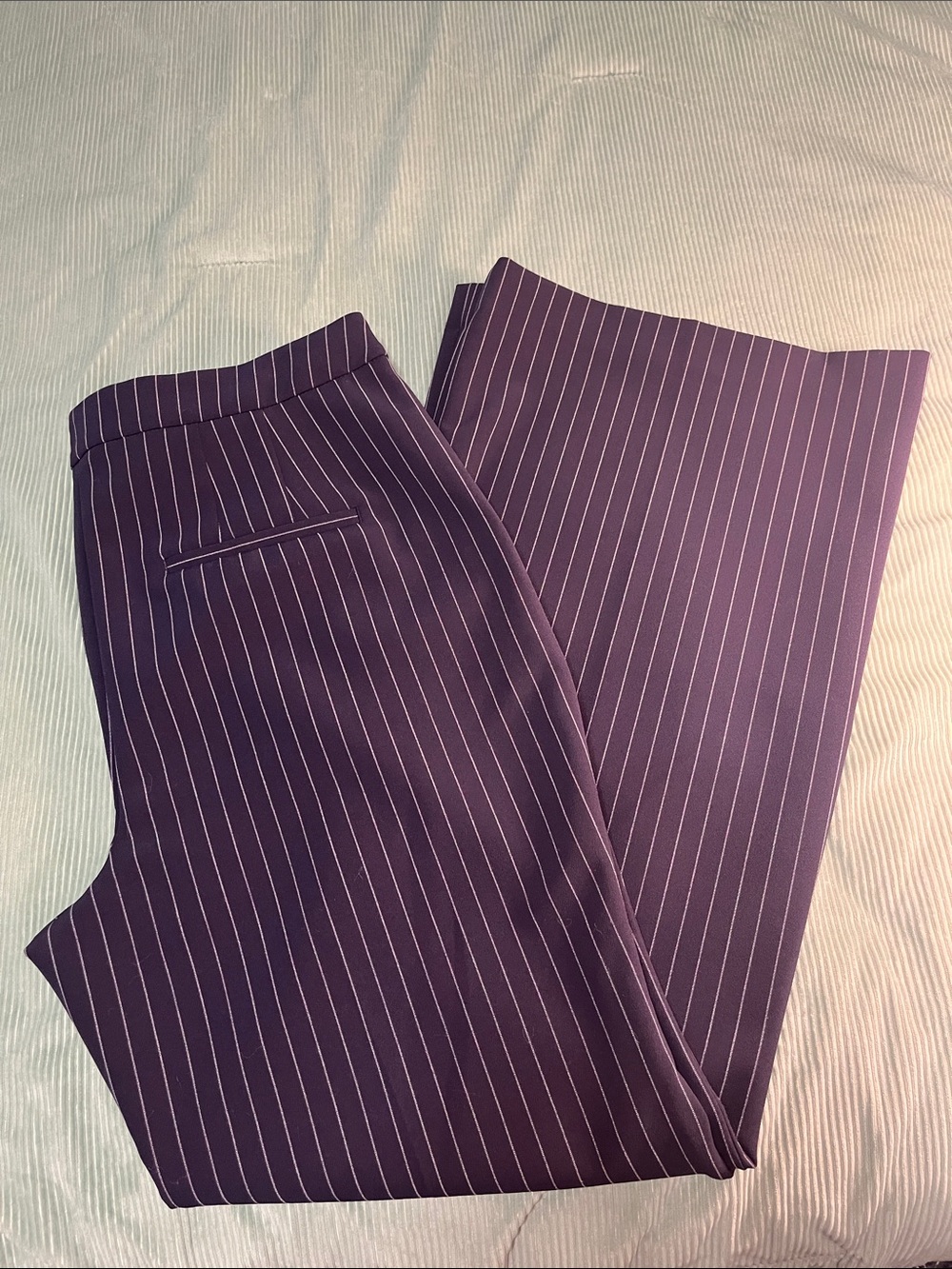 Express Navy Pinstripe Flare Pants